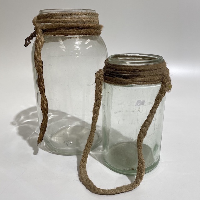 STORAGE JAR, Vintage Wire Clip Lid w Rope